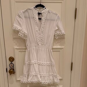 Aqua White Lace Trim Dress